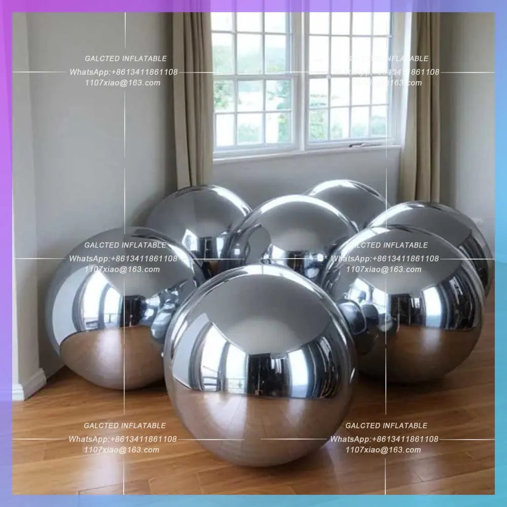 Inflatable Metallic Mirror Spheres Giant ShineBalloons PVC Mirror Ball  Inflatable Christmas Outdoor Decoration Wedding Supplies