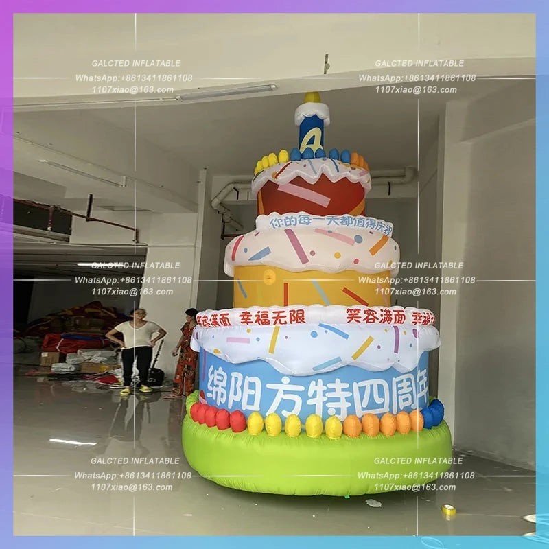 Forest Lawn wedding birthday party Inflatable Green Birthday Cake Air Model business mall anniversary lighting advertising