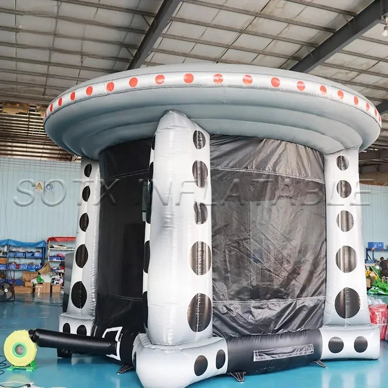 Party Outdoor Jumping 24.6ft Inflatable Spaceship Slide Jumping Bounce Inflatable Moonwalk Bounce House Castle for Kids