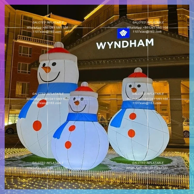 inflatable snowman christmas outdoor blue scarf red hat decoration festival activity giant snowmans