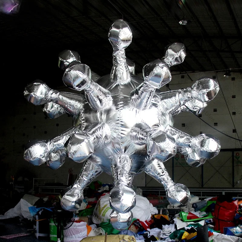 Hanging Silver Inflatable Customized Golden Inflatable Star For Event Decoration