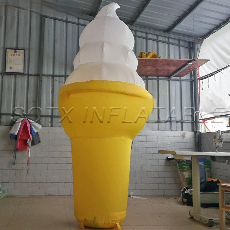 Free Air Blower Amazing Inflatable Ice Cream Model With Led Lights For Advertisement With