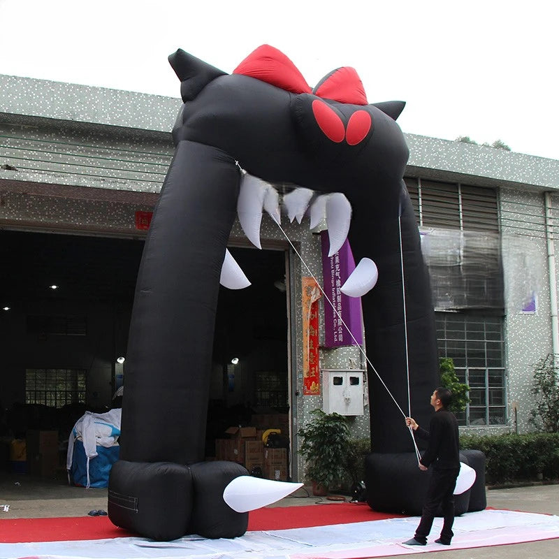 Inflatable Black 5x6 Meters Cat Arch 20 Feet High Halloween Archway for Decoration