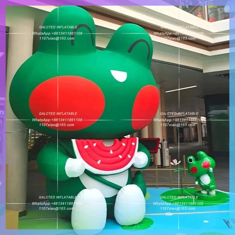 summer theme custom Inflatable watermelon frog air model IP Camping Farm Bazaar bar stage interactive lighting props