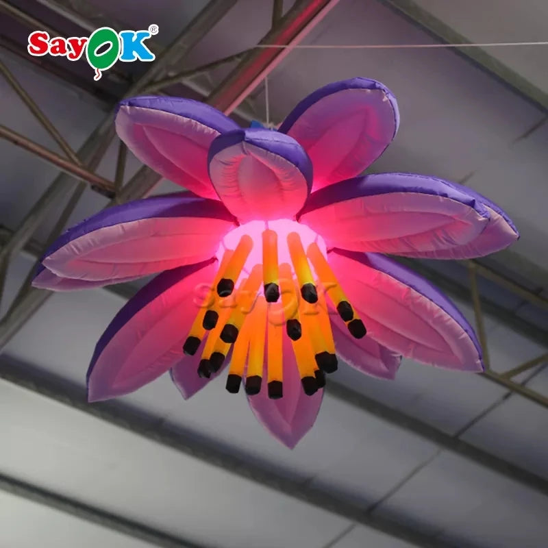 Giant Inflatable Flower Decorations Inflatable Hanging Flower with Remote Controller Air Blower for Ceiling Bar Advertisin