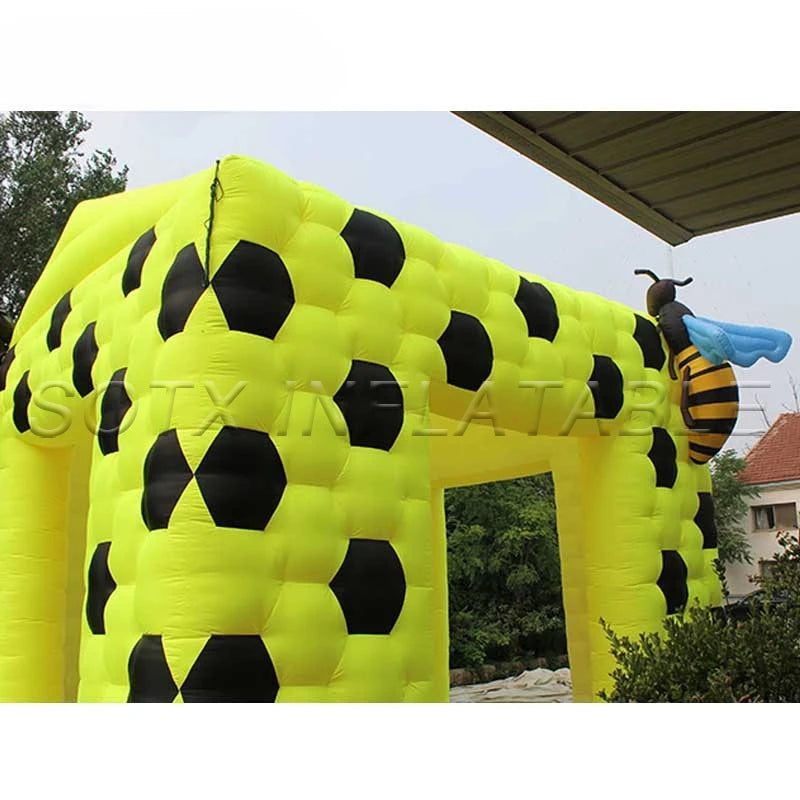 Wedding Decoration Giant Inflatable Bee Photo Booth Cartoon Bee Tent Inflatable Cube Tent with 2 Bees for Event Party