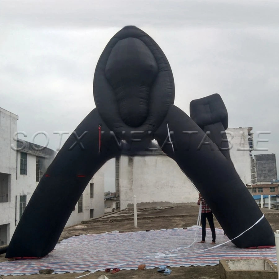Event Deco Made By 4mWx3mH Black Horror Inflatable Halloween Decor Outdoor Cartoon Giant Monster For Holiday