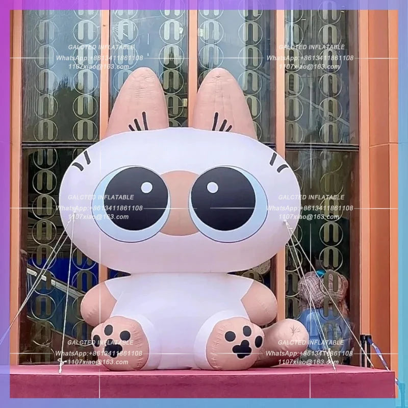 Lucky Cat Siamese Cat Pet Festival Bar Inflatable cartoon cat Air Model big-eyed Stage Music Festival Night Light advertisement
