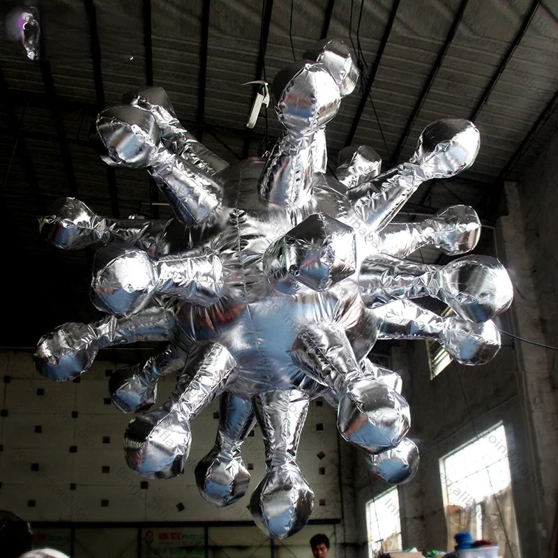 Hanging Silver Inflatable Customized Golden Inflatable Star For Event Decoration