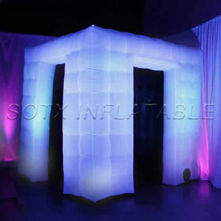 wedding with 2 curtains New Style black interior Square LED Inflatable Photo Booth /Inflatable party booth For