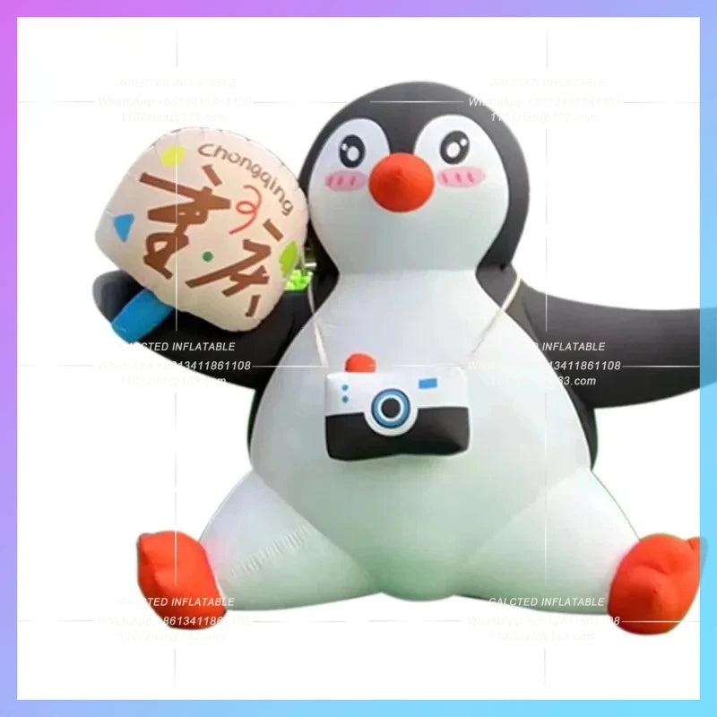 Penguin Air Model City landmark Inflatable cartoon cute luminous fan camera sitting  photography internet red card lights