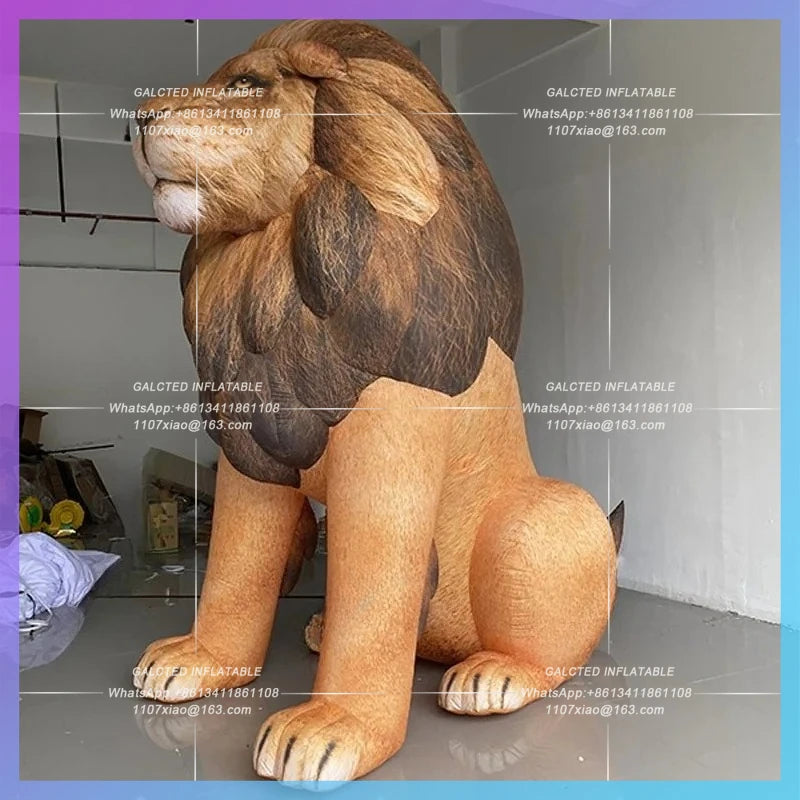 African lion savannah animals Giant inflatable lion model sitting shopping mall zoo bar stage luminescent props