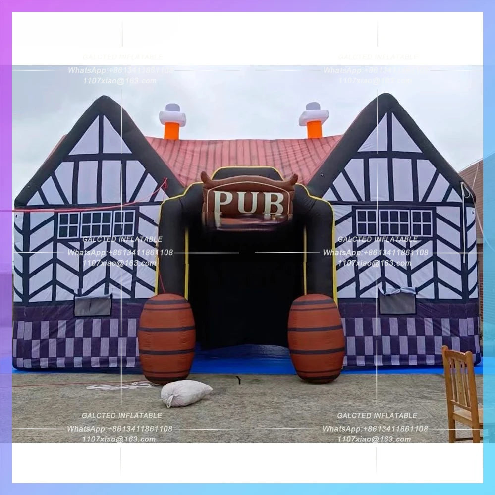 Inflatable PUB Tent traditional english local Portable Oxford 6x5x5m inflatable bar full printing inflatable irish pub for party