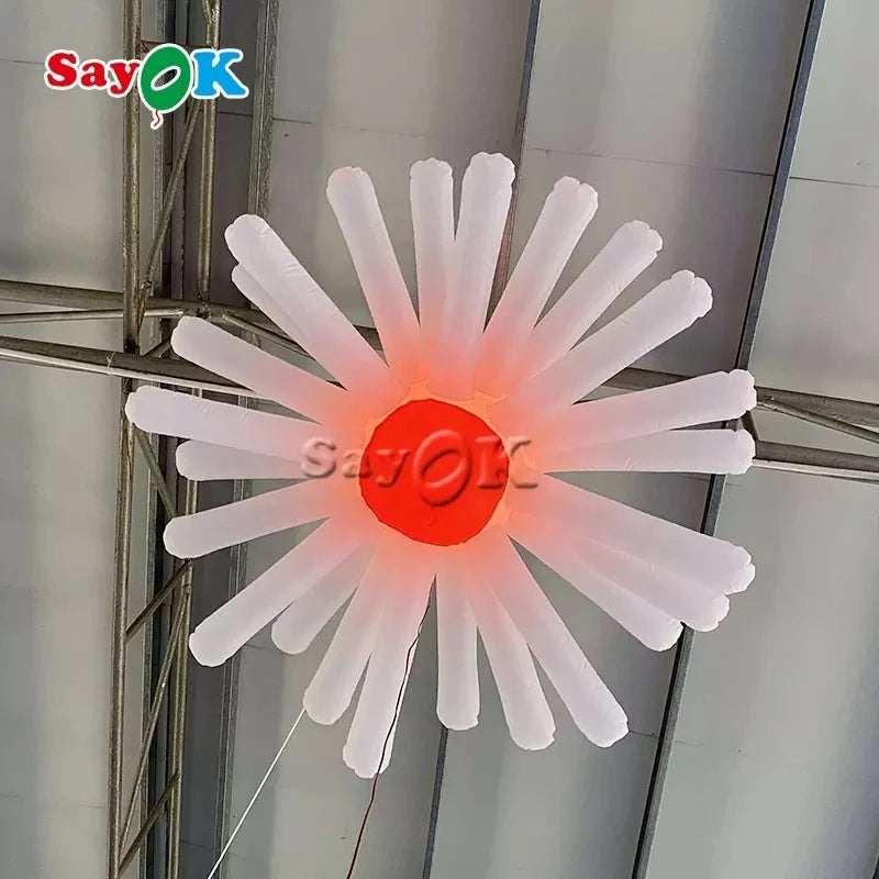 Inflatable LED Flower Hanging Decorations Large Inflatable Flower Decor with Remote Controller for Ceiling Bar Advertising