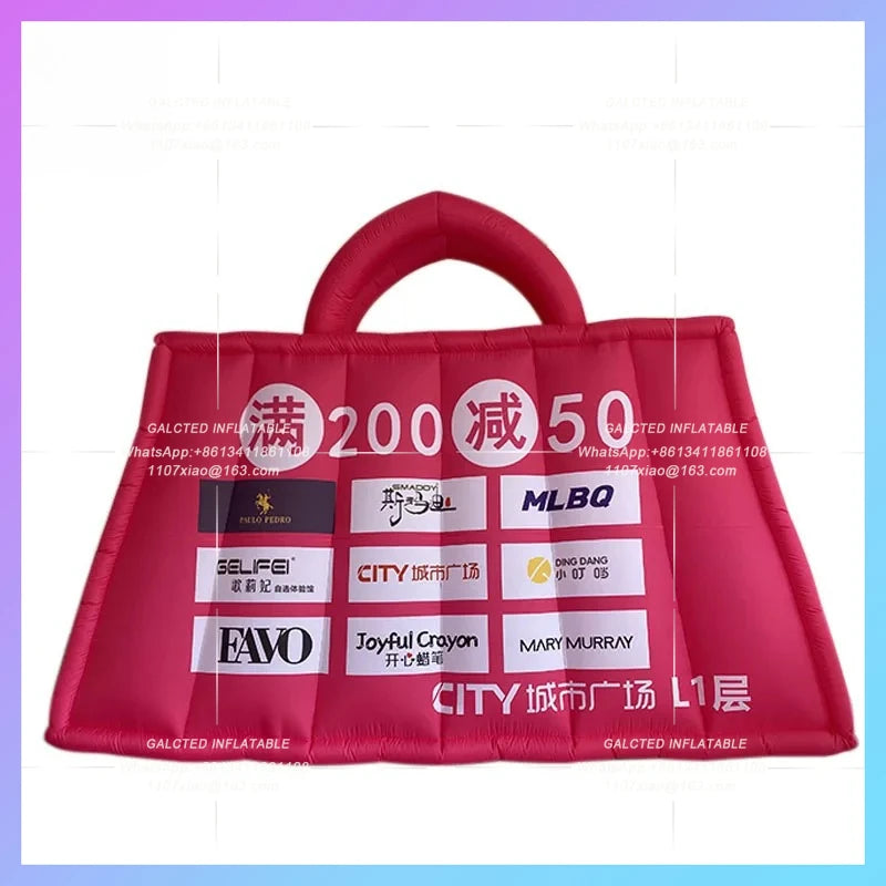 custom logo city landmark shopping mall Giant inflatable tote bag bag air mold activity warm-up activity decoration