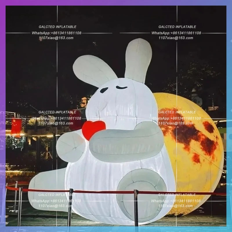 China National Day double-day Inflatable cartoon rabbit on the Moon Air Model Celebration IP linkage mall advertising props