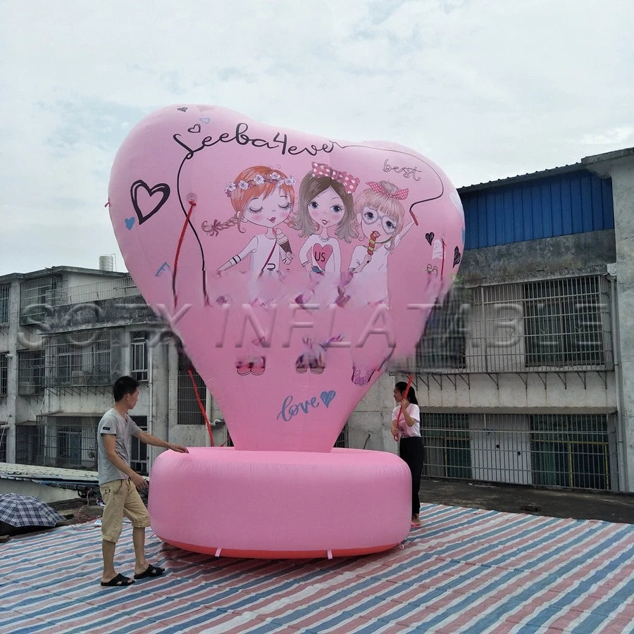 Party Decoration Inflatable Heart Shaped Model with Base for Valentine's Day Advertising