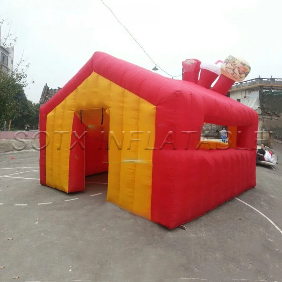 candyfloss promotion Customized full red inflatable carnival treat shop,inflatable concession bar booth with 1 door for