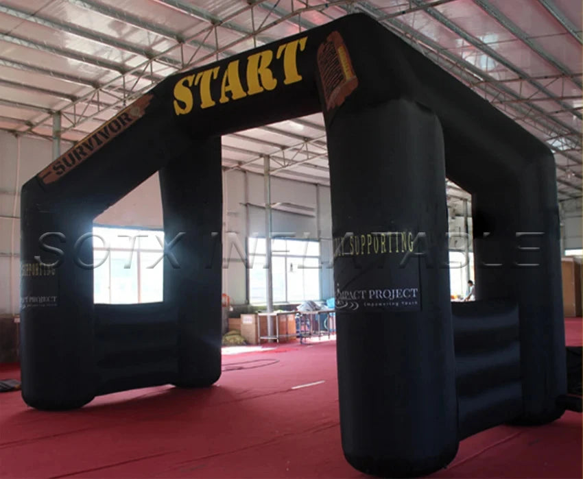 Arch with Logo 8x5m Free Standing Giant Event Inflatable Gantry Outdoor Black Inflatable Start Line