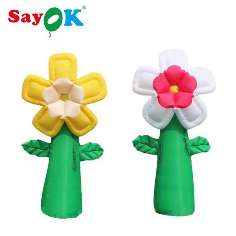 3mH Inflatable Flower Ground Decoration Giant Inflatable Flower Model with Air Blower for Show Events Bar Advertising