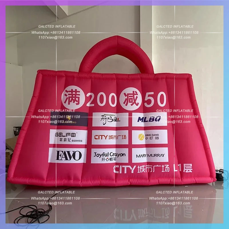 custom logo city landmark shopping mall Giant inflatable tote bag bag air mold activity warm-up activity decoration
