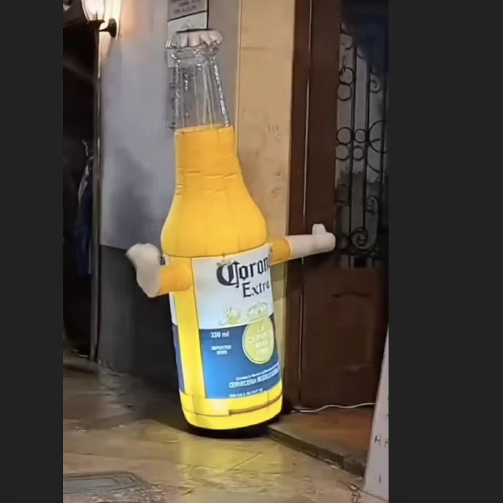 NO BLOWER Customized Inflatable Beer Bottle waver for Advertising with Waving Arms LED Light Without Blower