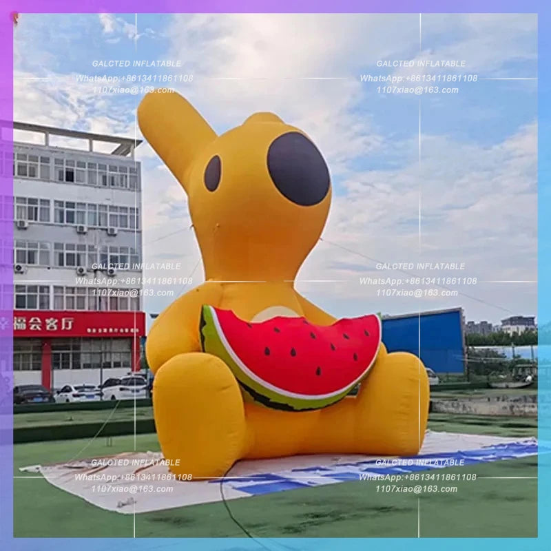 eat watermelons Meituan Inflatable Yellow Kangaroos sit and corporate mascot company event lights set up props