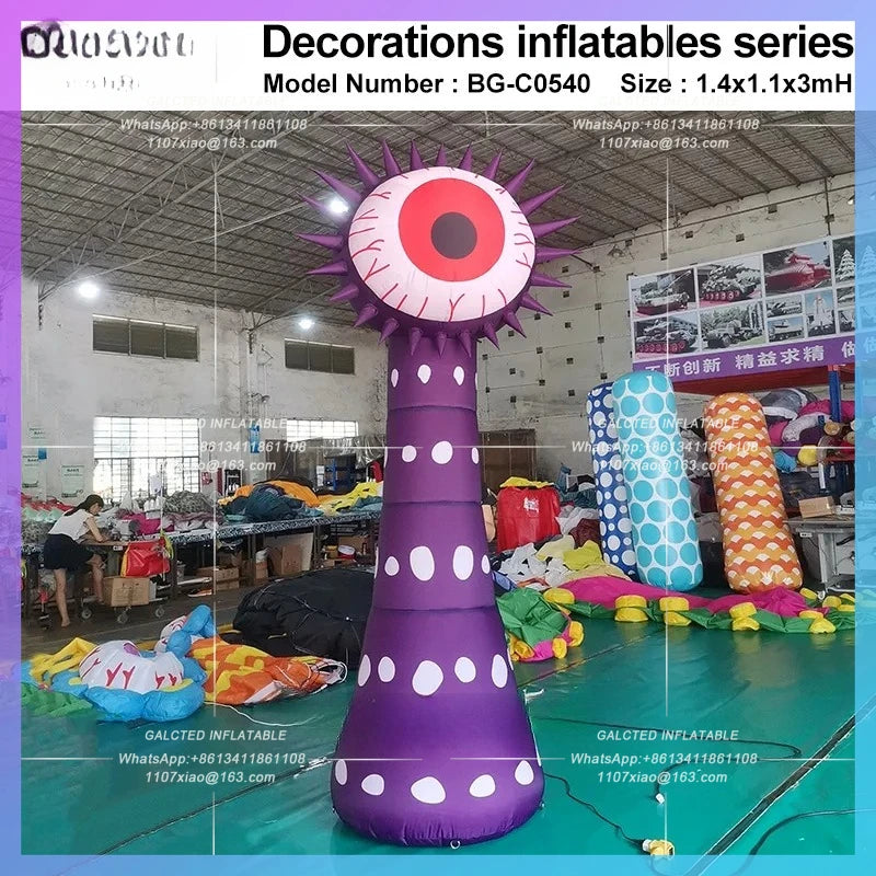 Purple One-eyed Monster Balloon10ft/3 Metres Height For Halloween Decoration Horror Plant Props