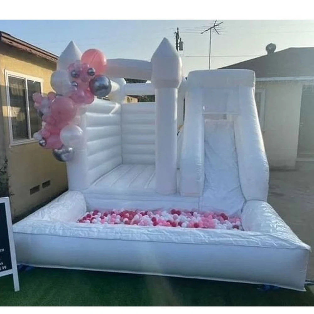 pink bouncer House PVC jumper Inflatable Wedding White Bounce combo Castle With slide and ball pit Jumping Bed Bouncy castle