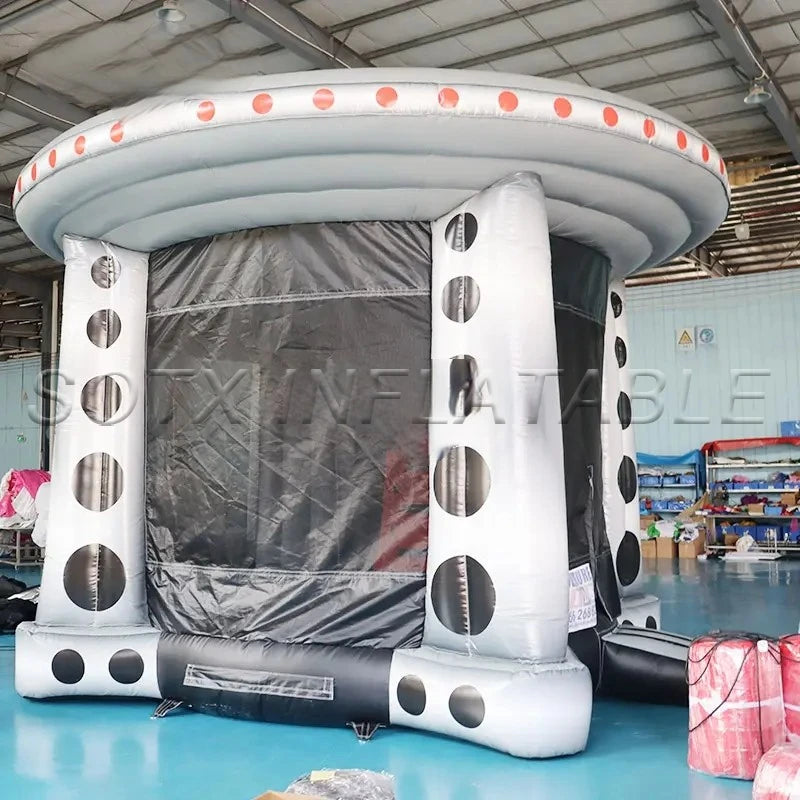 Party Outdoor Jumping 24.6ft Inflatable Spaceship Slide Jumping Bounce Inflatable Moonwalk Bounce House Castle for Kids