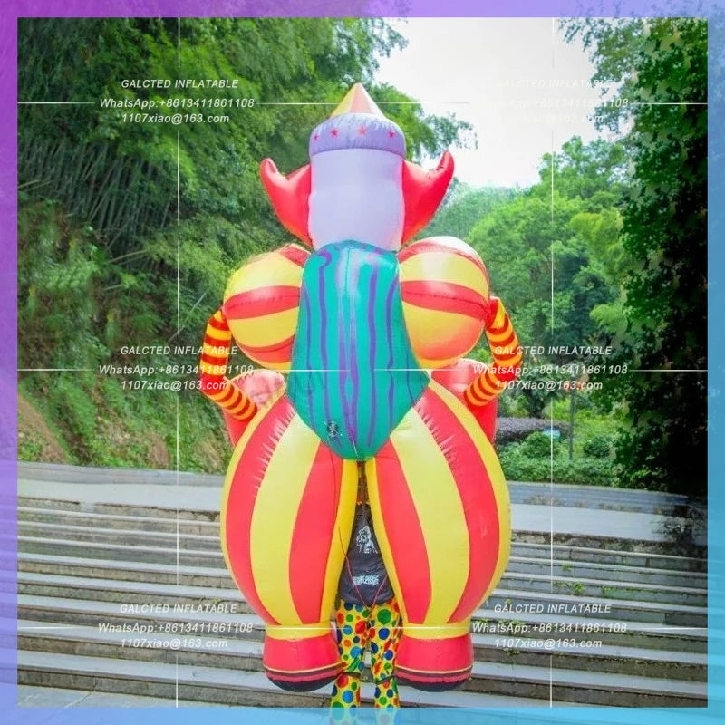 Adults Walking Joker Cartoon Inflatable Clown Costume 3.5m Large Puppet Circus Props Performance Costume For Carnival Parade