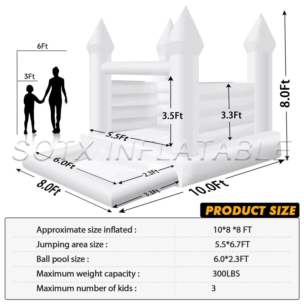 Kids And Tollders Commercial White Wedding Bounce House Inflatable Combo Bouncy Castle With All Pvc For Indoor Outdoor