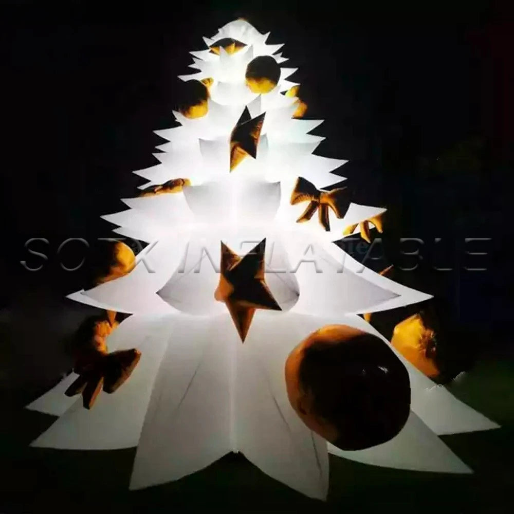 New Year Decoration 30ft Outdoor Giant LED Lighting White Inflatable Christmas Tree Holiday Street Blow UP Toys for Xmas