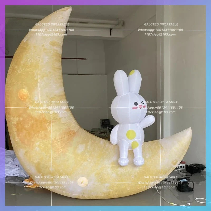 Rabbit Model mid-autumn Inflatable cartoon Moon Festival decoration can be hung bar shopping atrium lighting layout