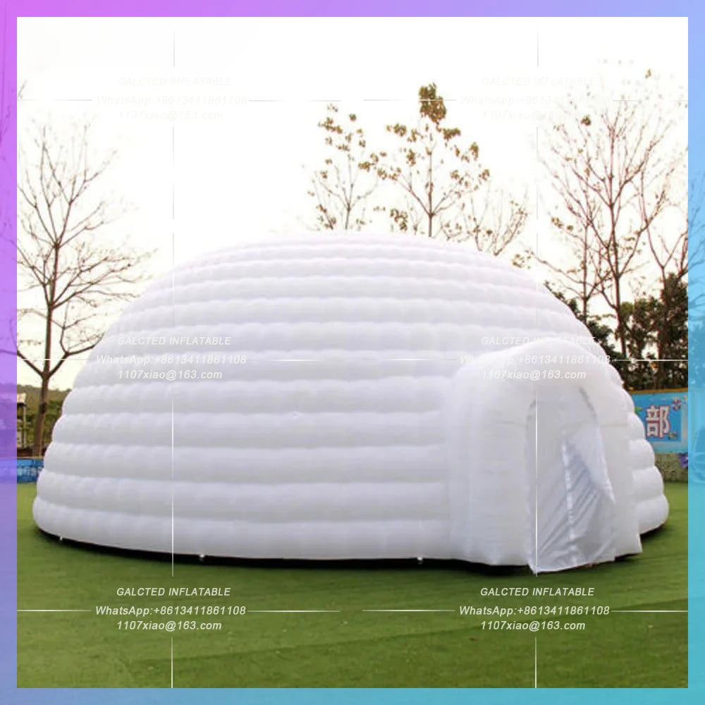Inflatable Dome Tent With Led 10m 80persons Striking Oxford Outdoor Strips Disco Igloo Party Wedding House Air Marquee For Event