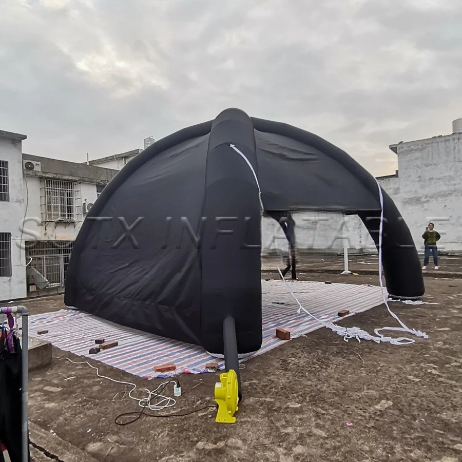 Marquee for Promotion Advertising 8m Diameter Full Black Inflatable Spider Shelter Tent with Back Cover Car Spider Party