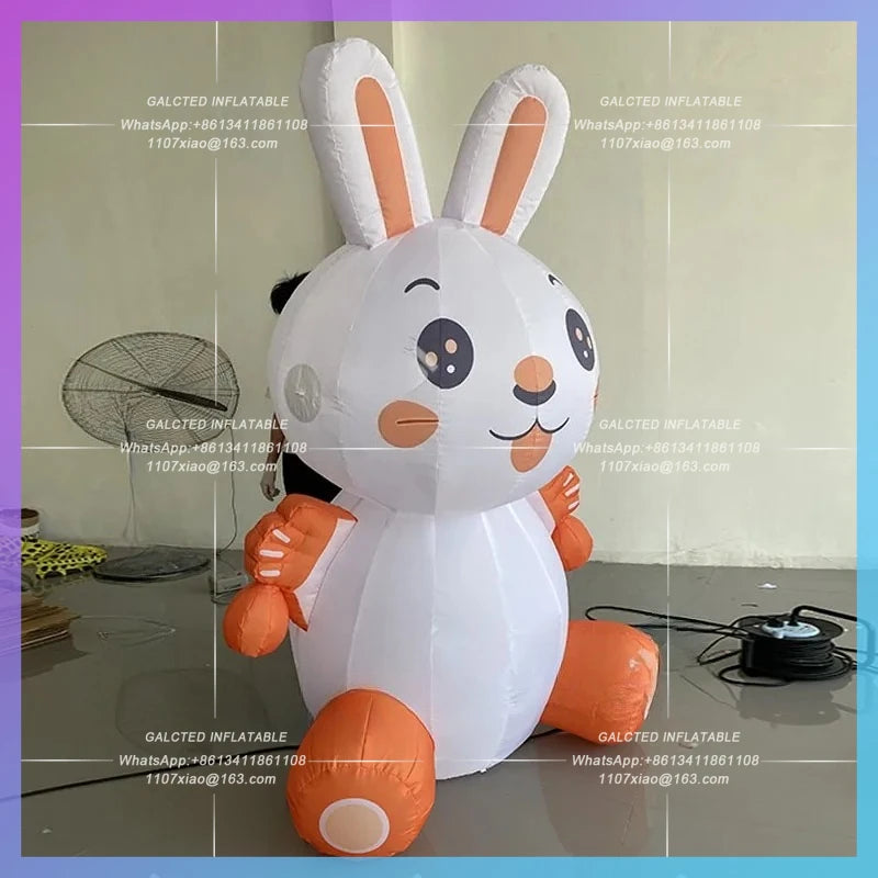 small orange wings custom-made Inflatable cartoon rabbit model with mid-autumn Festival market lighting props