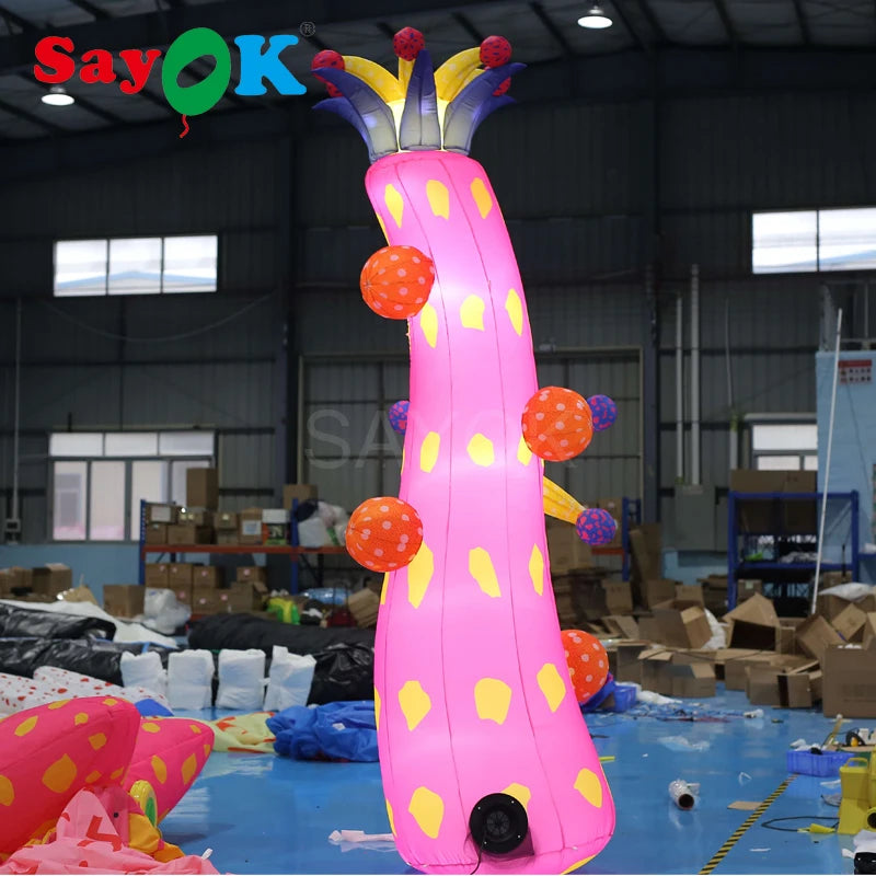 3mH Inflatable Flower Ground Lighting Flower with White Lights for Christmas/Halloween/Party Decoration