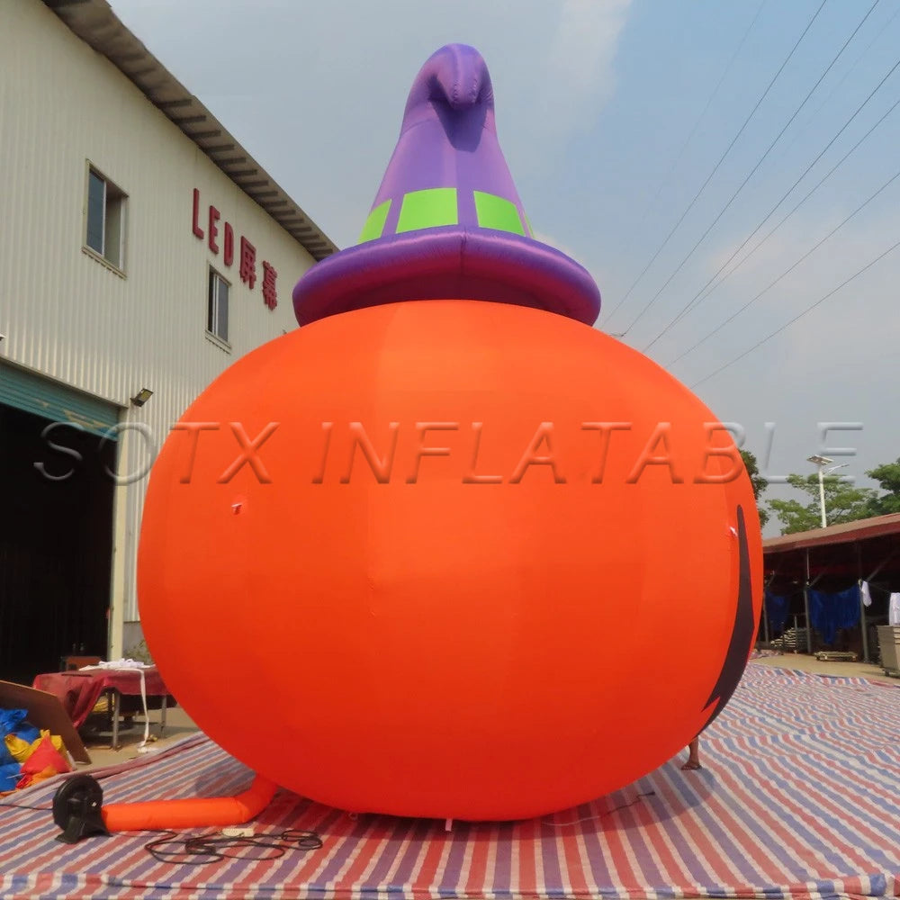 Halloween DecWitch Hat Party Supplies oration 6M 20ft Giant Inflatable Pumpkin With LED Lights Outdoor Yard Ornament Pumpkin And