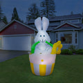 Yard Decoration Inflatable Rabbit Sit on Basket with Led Lights for Easter Bunny
