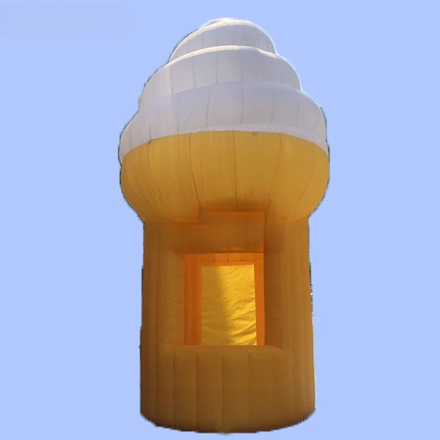Rental Made By 4m Height Yellow Inflatable Ice Cream Stall For Ice Cream Dessert Sales/Event