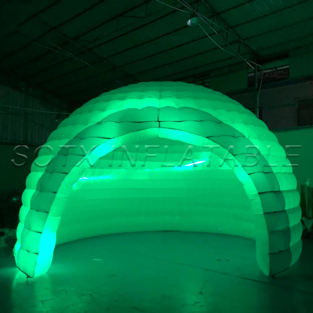 Exhibition Business Inflatable Igloo Dome Tent 5Md LED Lighting With Air Blower White Structure Workshop For Event Party Wedding