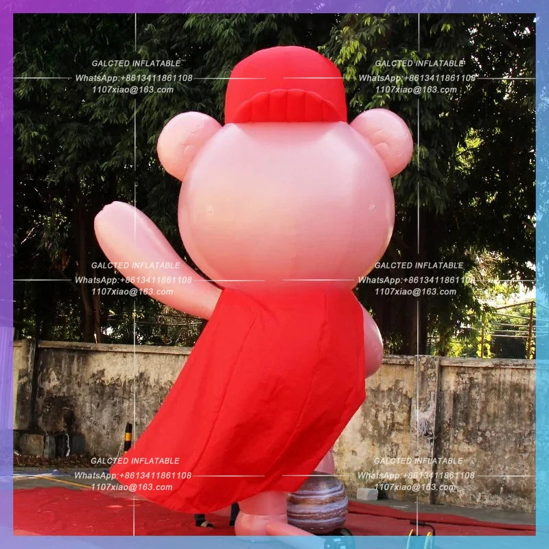 Inflatable Cartoon Pink Bear Model Personalized 5M(16.4Ft)for Party Inflatable Bear Advertising Display-Toy