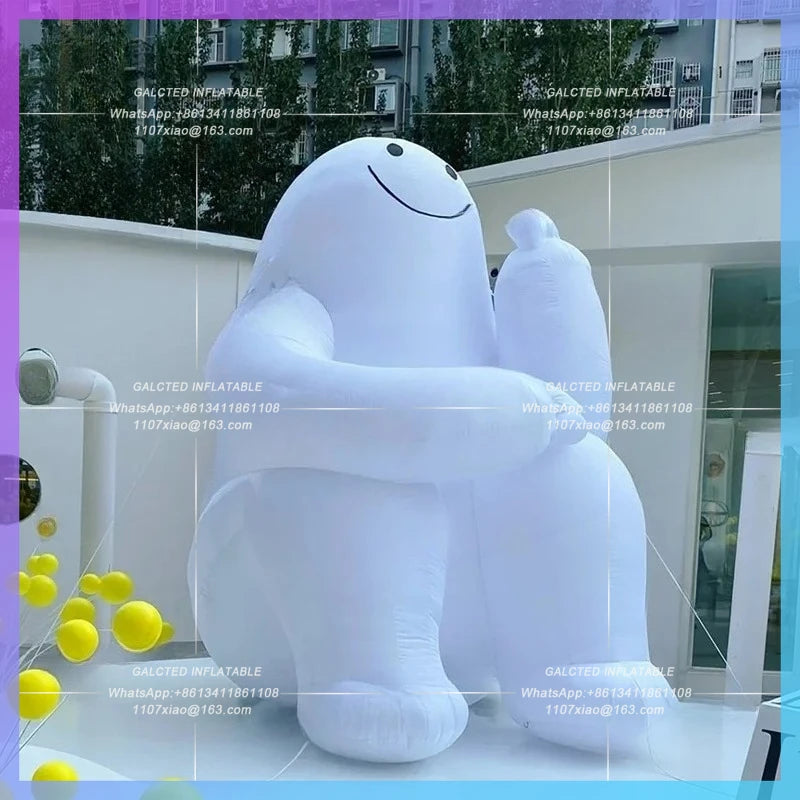 inflatable cartoon man white Factory customize design led light doll for art decoration