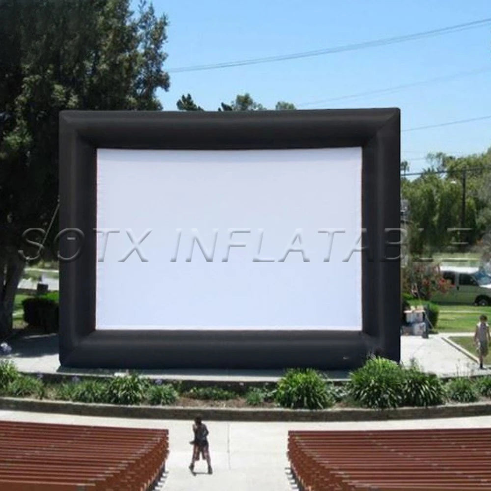 Cinema With Fan Outdoor Inflatable Movie Screen 14/16ft Projector Movie Film Screen For Home Backyard Party Games Theater