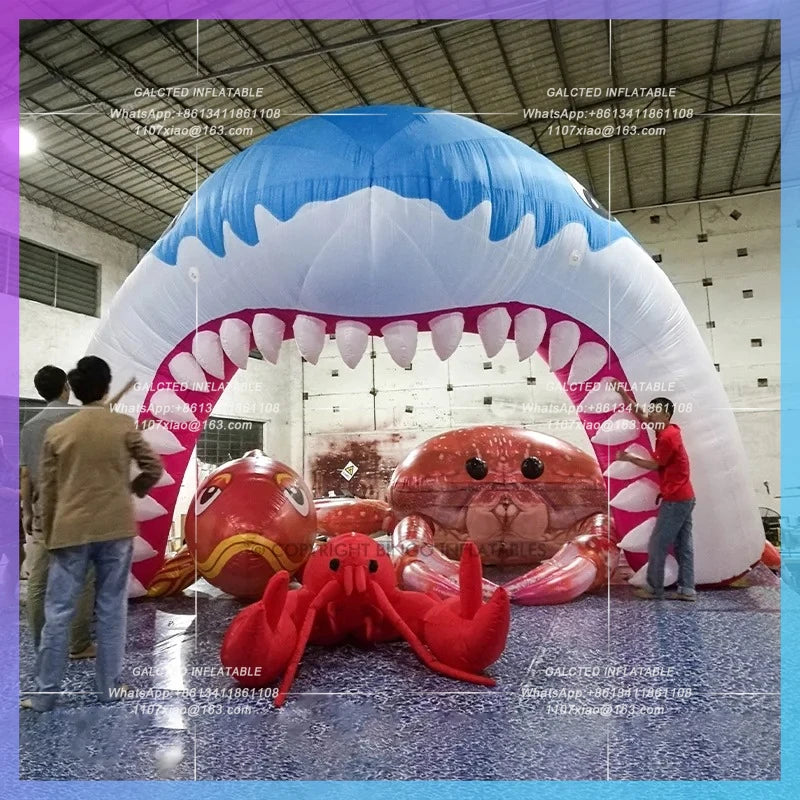 Fish Crab Lobster Balloon Giant Inflatable Shark Mouth Arch Large  Cartoon Ocean Themed Props for Decoration