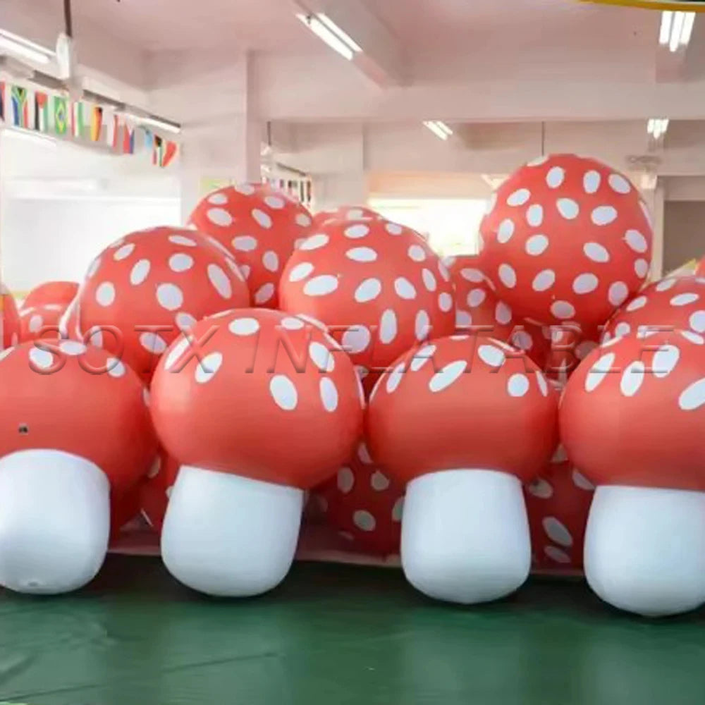 Garden Decoration 2024 New Pvc Airtight Inflatable Mushroom With Led Lights Giant Mushroom Model Sealed Plant Air Balloon For