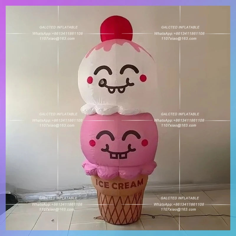 dessert cute cartoon air model Giant sweet inflatable ice cream pink  for drinks cake ice cream decoration prop