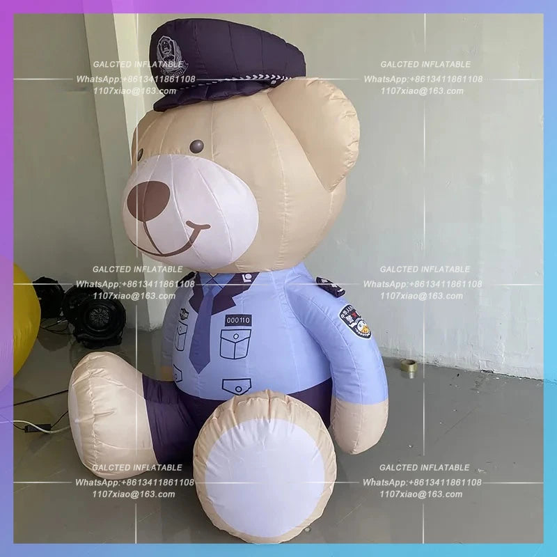 exhibition anti-fraud publicity punch Inflatable cartoon police bear model card drainage photo custom lighting atmosphere props