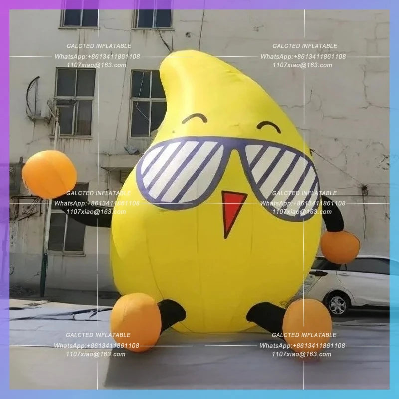 inflatable mango cartoon sitting yellow fruit doll Factory customize design sunglasses food fruit shop promotion advertising